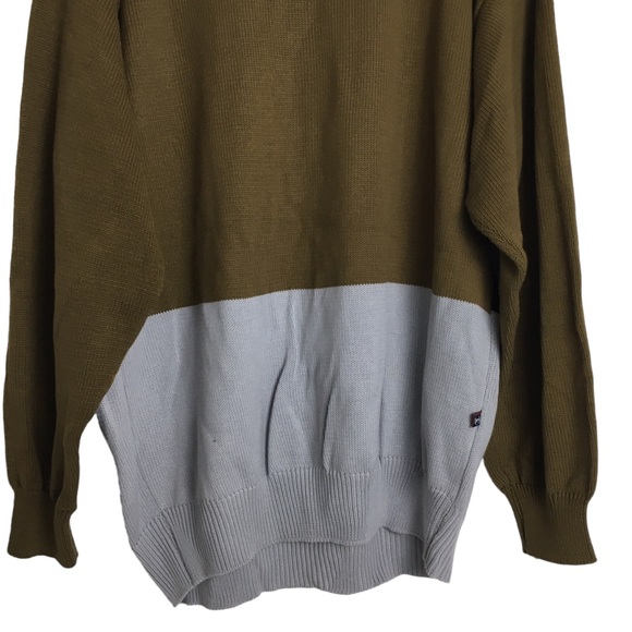 Phat Farm Mens Knit Crewneck Sweater Olive Grey P Logo XL Y2K - Picture 9 of 14